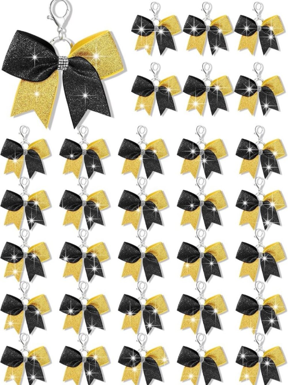 Rhinestone Cheer Bow Keychain - Bulk Pack, Perfect for Gifts & Cheer Teams
